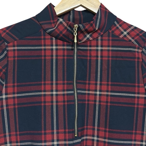 Zara Basic Plaid Women's Long Sleeve Dress With Pockets Size XS Red And Blue - Picture 5 of 10